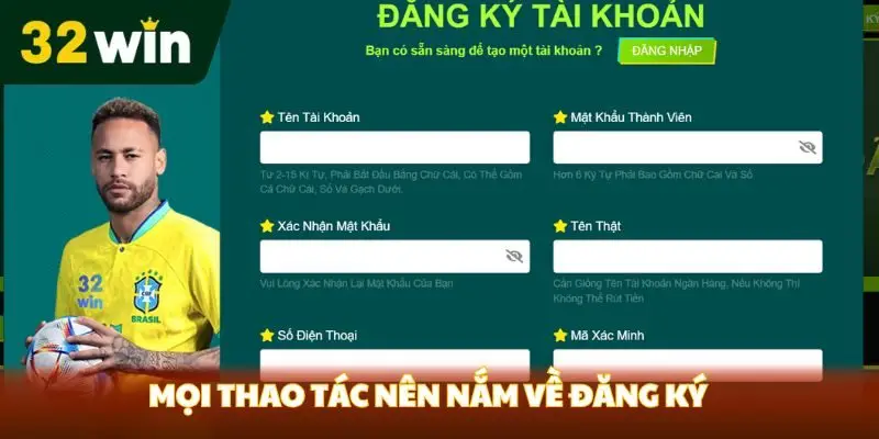 Đăng ký 32win - Đăng Ký Nhanh Chóng Mọi thao tác nên nắm về đăng ký