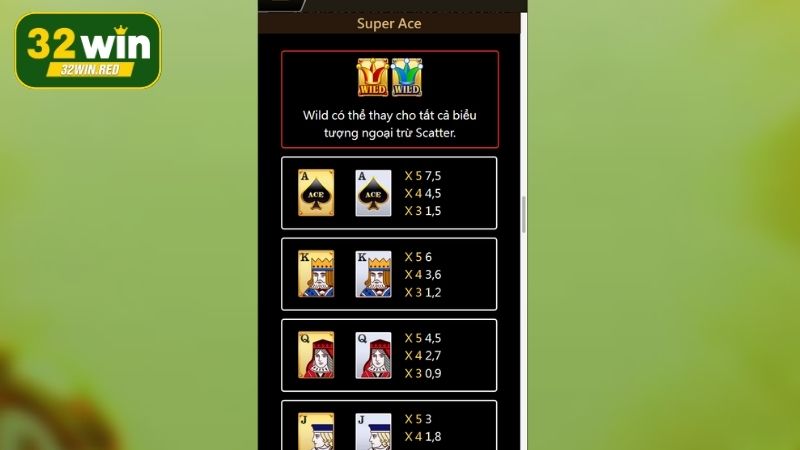 Cập nhật luật chơi game Siêu Cấp ACE 32Win chi tiết